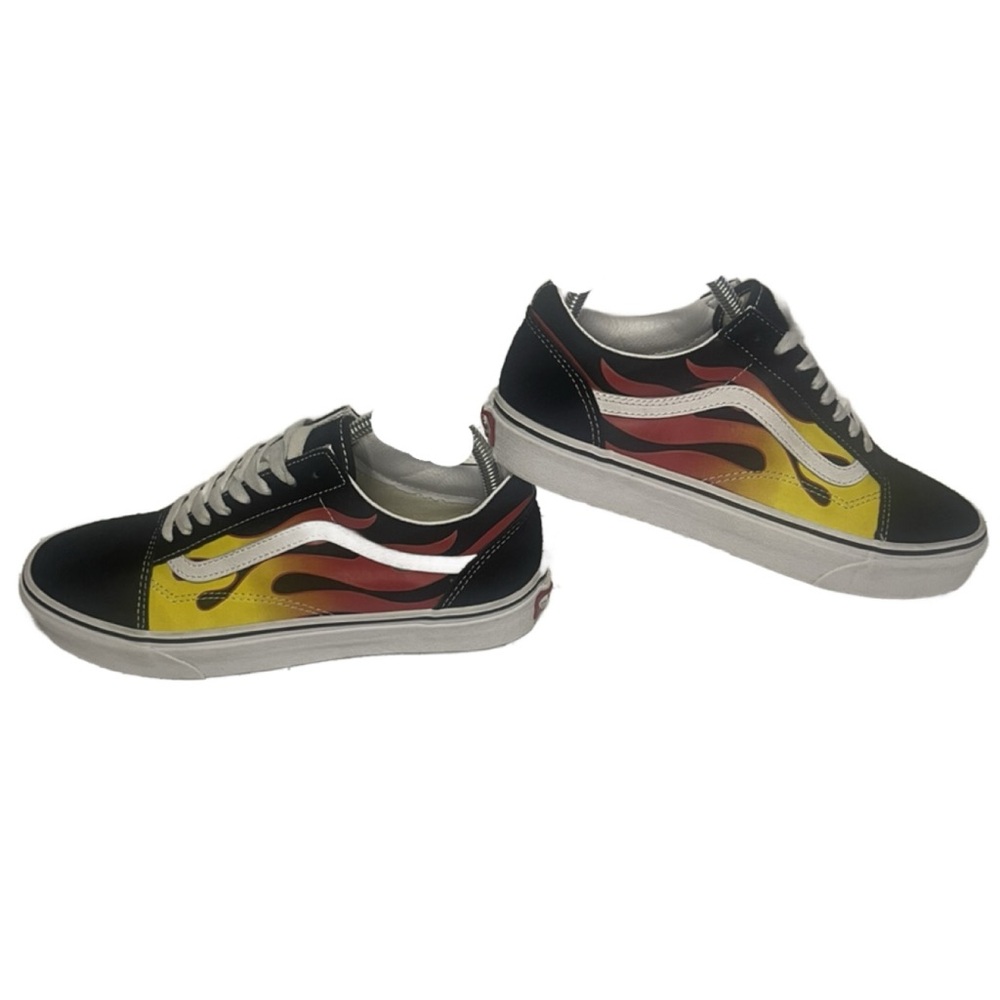 Vans Old Skool Flame Mens Size 8 Black Athletic Casual Shoes Sneakers Suede - Picture 4 of 13